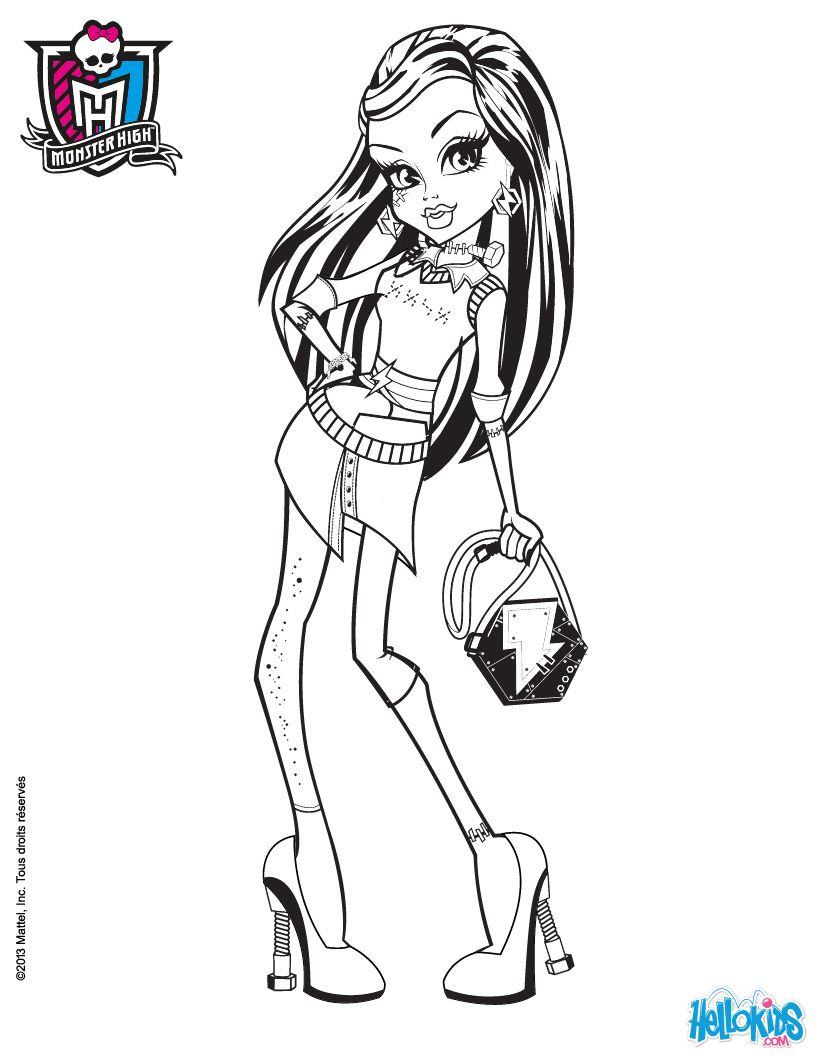 Frankie steins purse coloring page coloring pages monster high monster high pictures