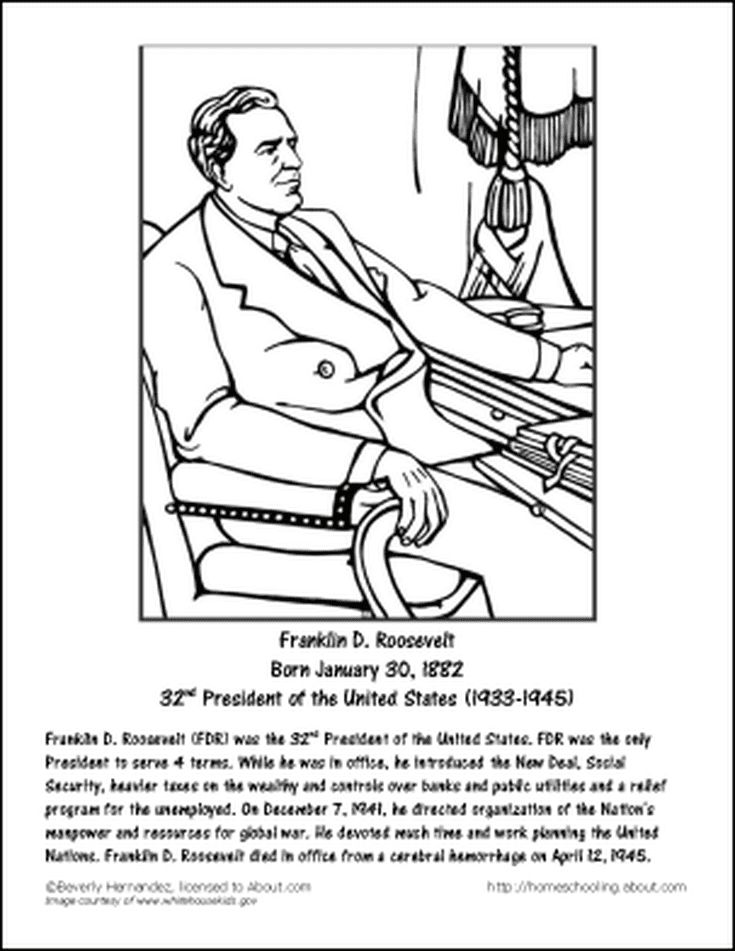 Learn all about franklin d roosevelt with these free printables elementary history franklin d roosevelt coloring pages