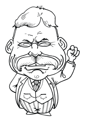 Theodore roosevelt caricature coloring page free printable coloring pages