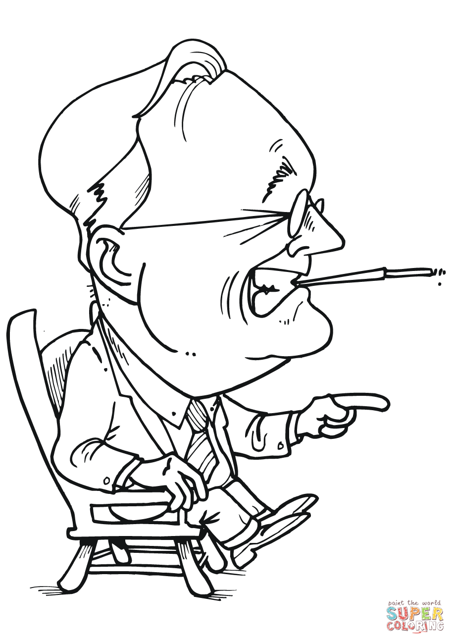 Franklin d roosevelt caricature coloring page free printable coloring pages