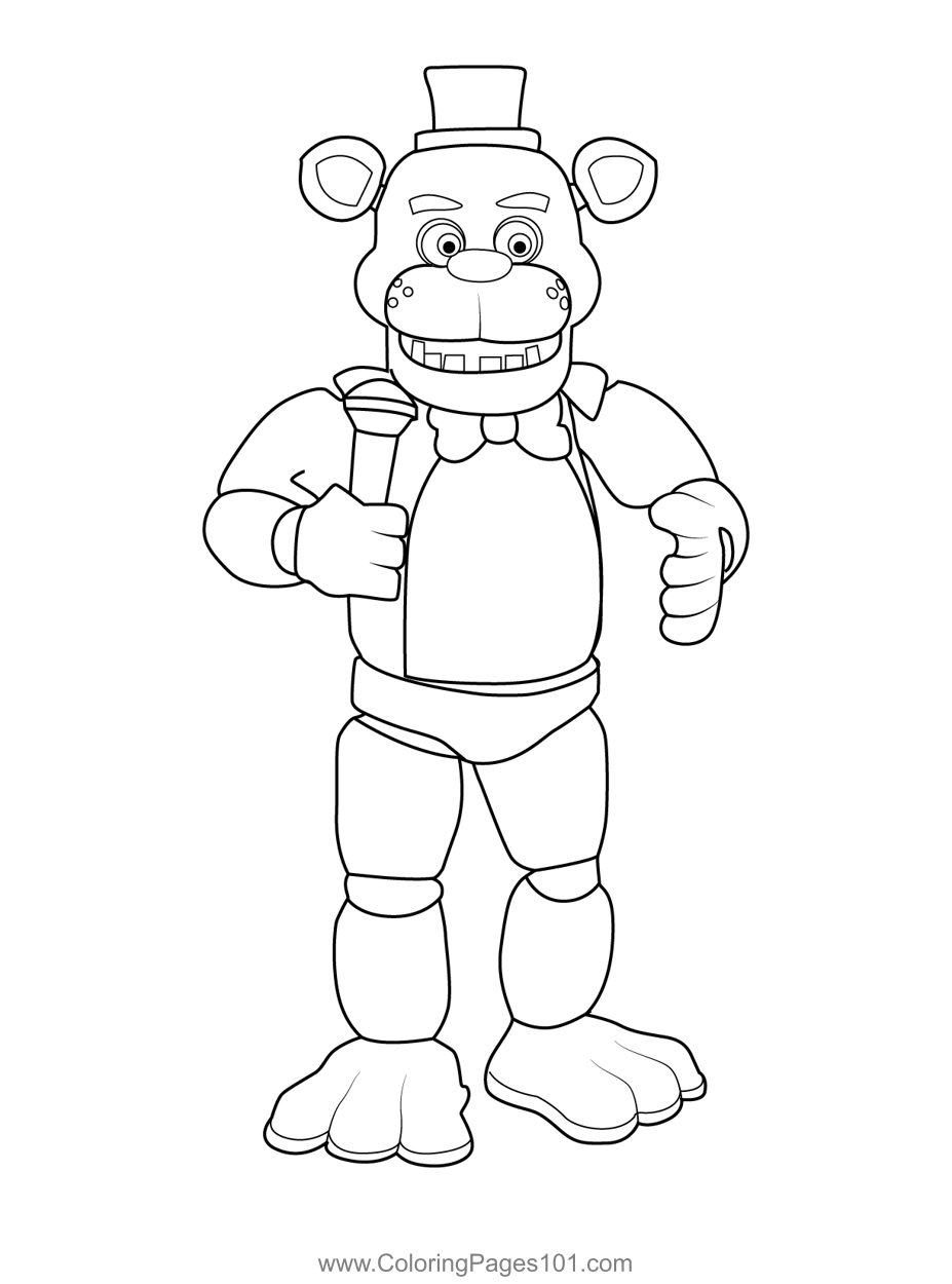 Freddy fazbear fnaf coloring page for kids