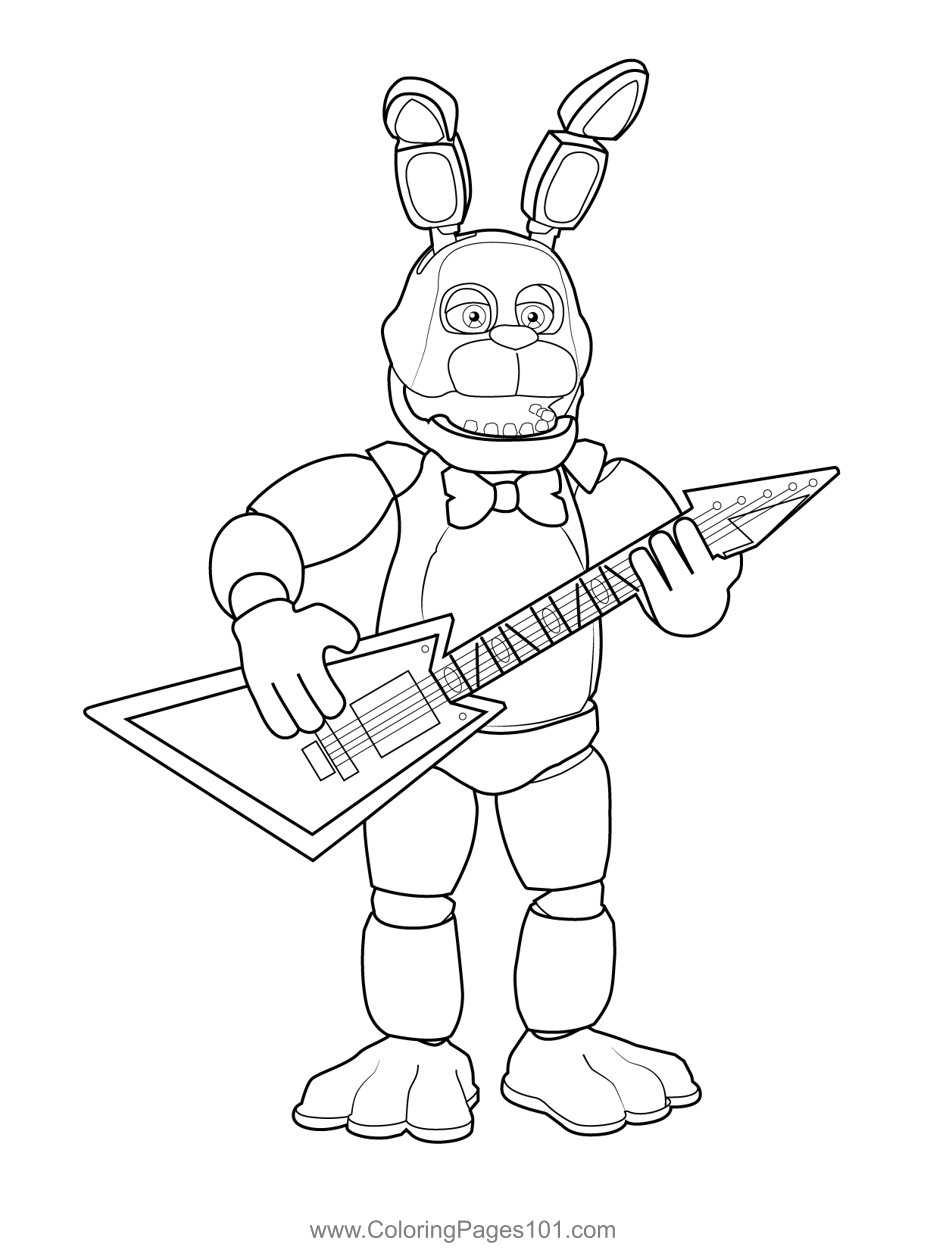 Bonnie the rabbit fnaf coloring page for kids