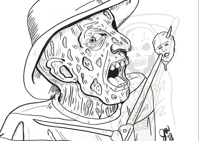 Freddy krueger coloring page a nightmare on elm street art