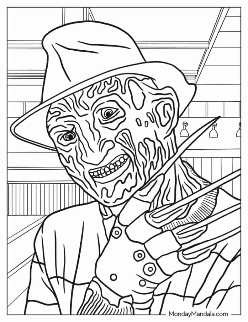 Horror coloring pages free pdf printables