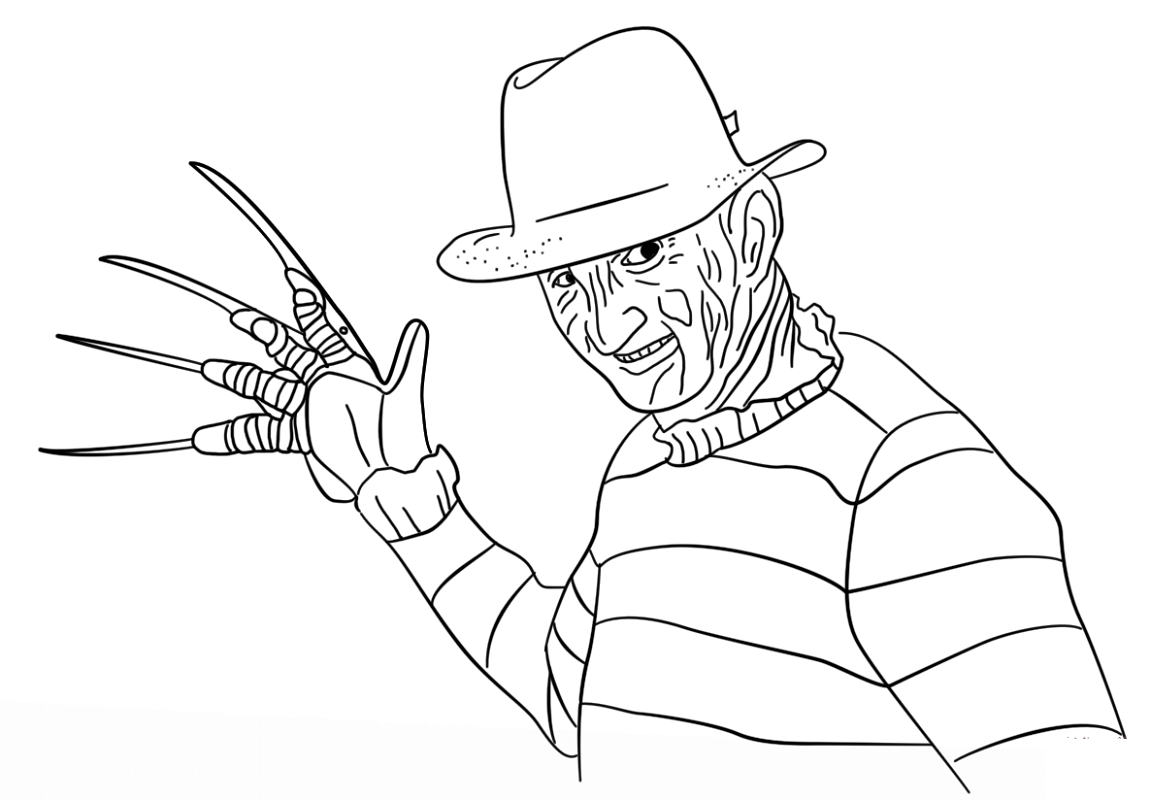 Freddy krueger coloring pages for free printable download educative printable freddy krueger drawing scary coloring pages freddy krueger