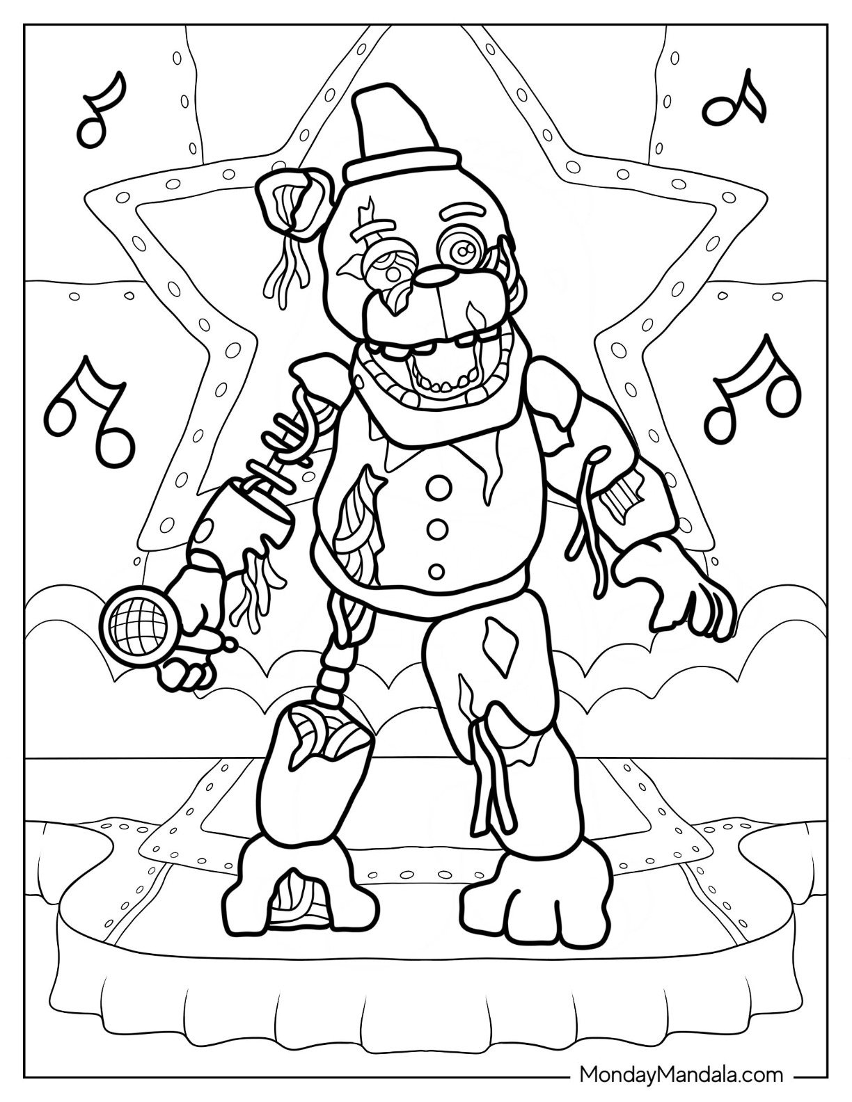 Five nights at freddies coloring pages free pdf printables