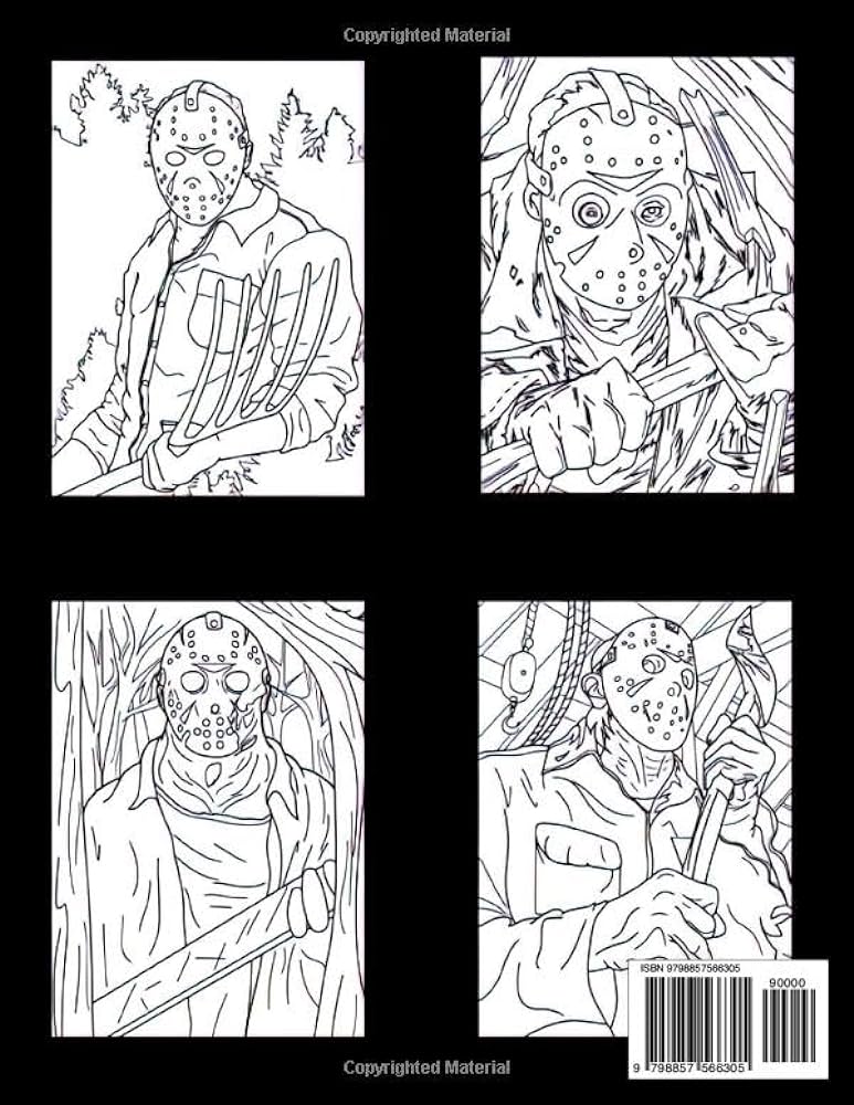 Jason voor hees coloring book scary creatures and creepy murder killer from one of the most famous horror coloring book jason voo rhees paperback silva sebastião books