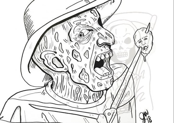 Freddy krueger coloring page a nightmare on elm street art