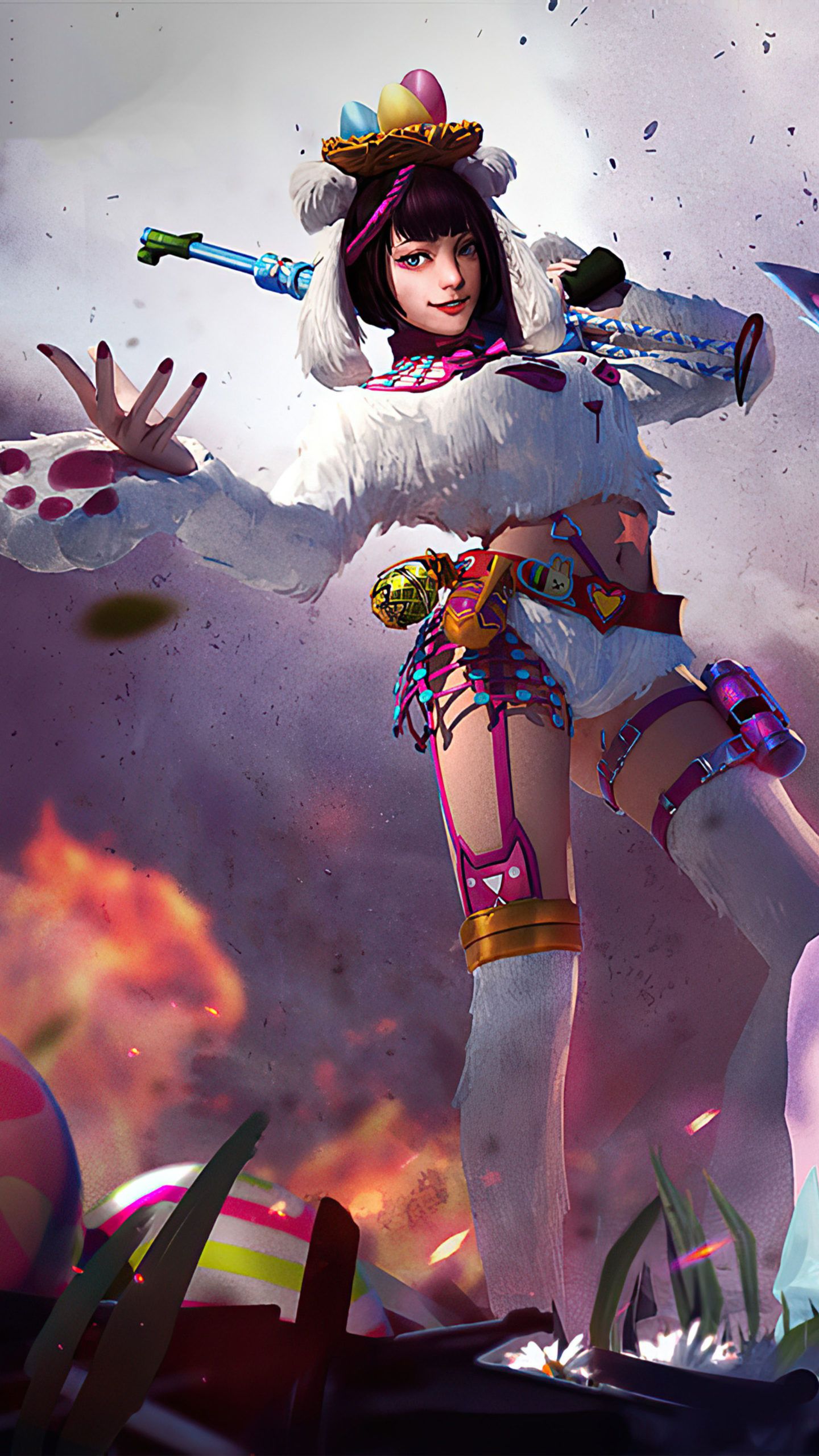 Girl easter skin garena free fire k ultra hd mobile wallpaper fire art girls cartoon art cute love wallpapers