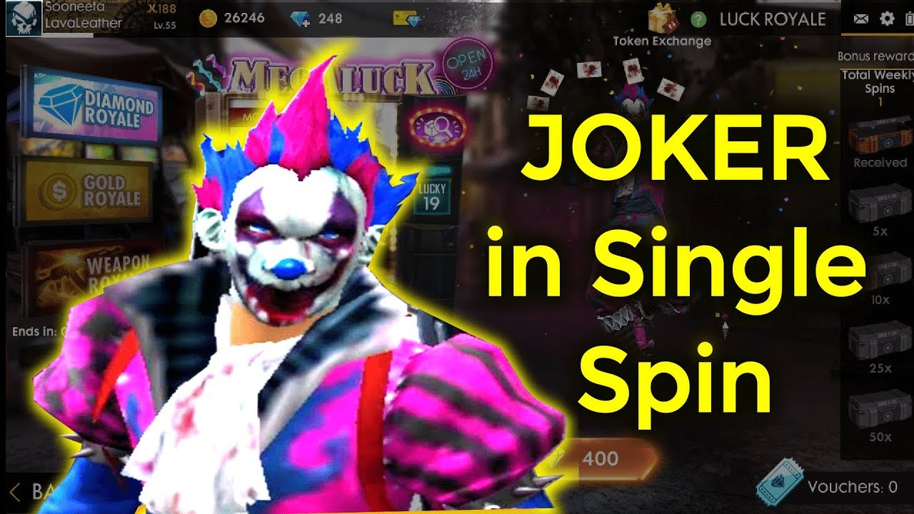 Free fire joker night clown bundle in single spin diamond royale