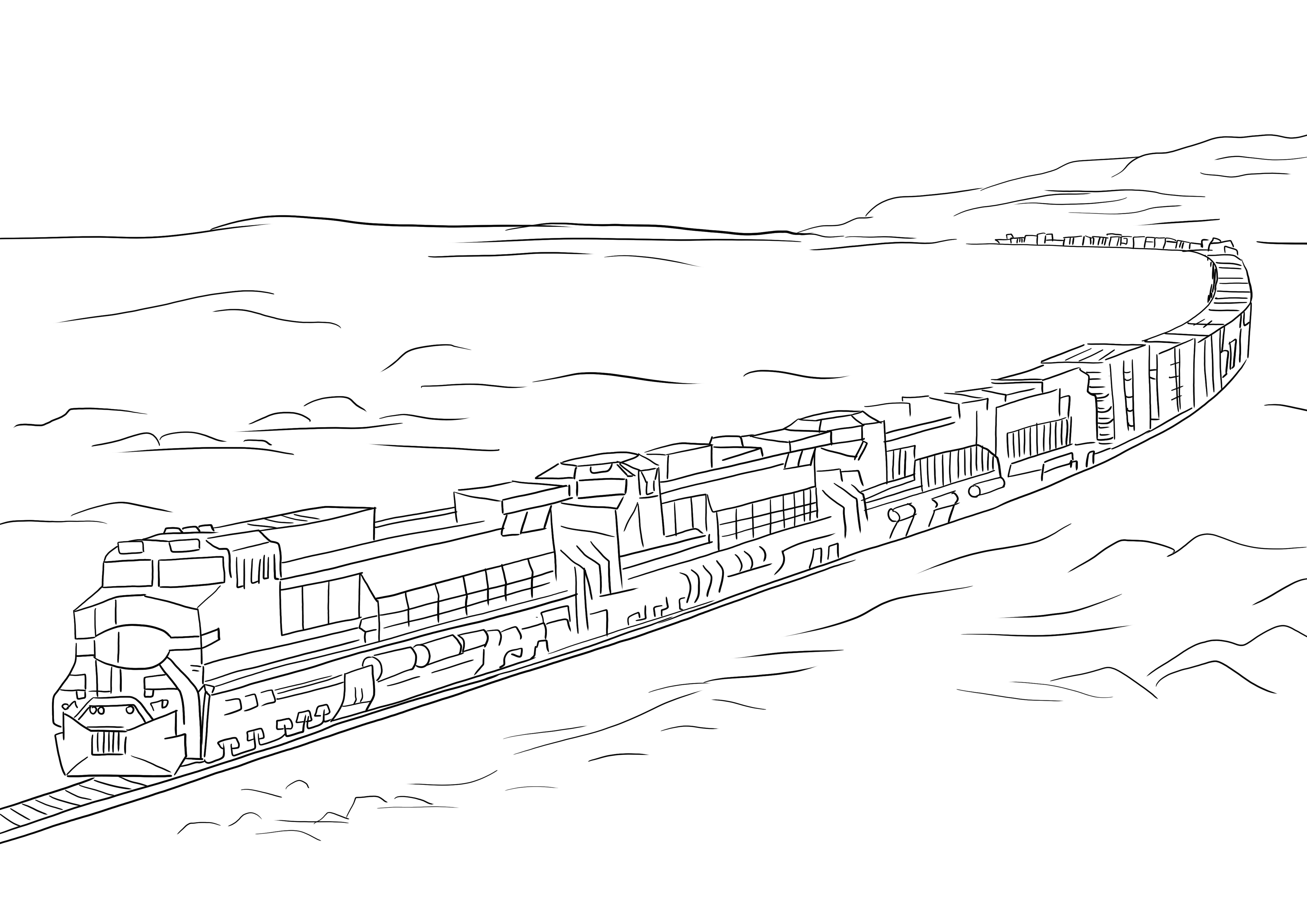 Freight train simple to download or print images to color for kids