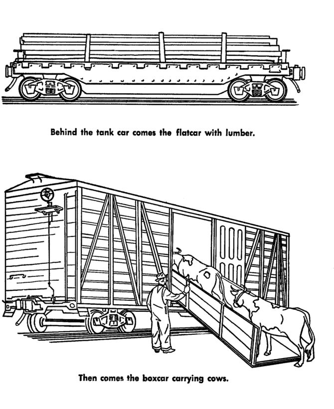 Freight train and railroad coloring pages