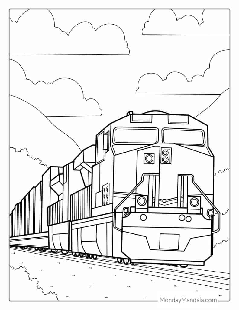 Train coloring pages free pdf printables