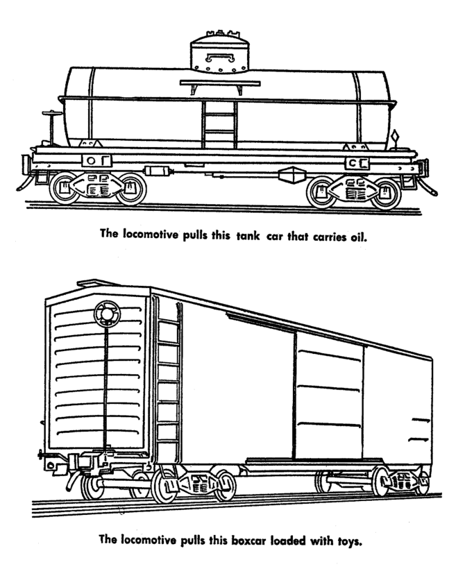 Freight train and railroad coloring pages