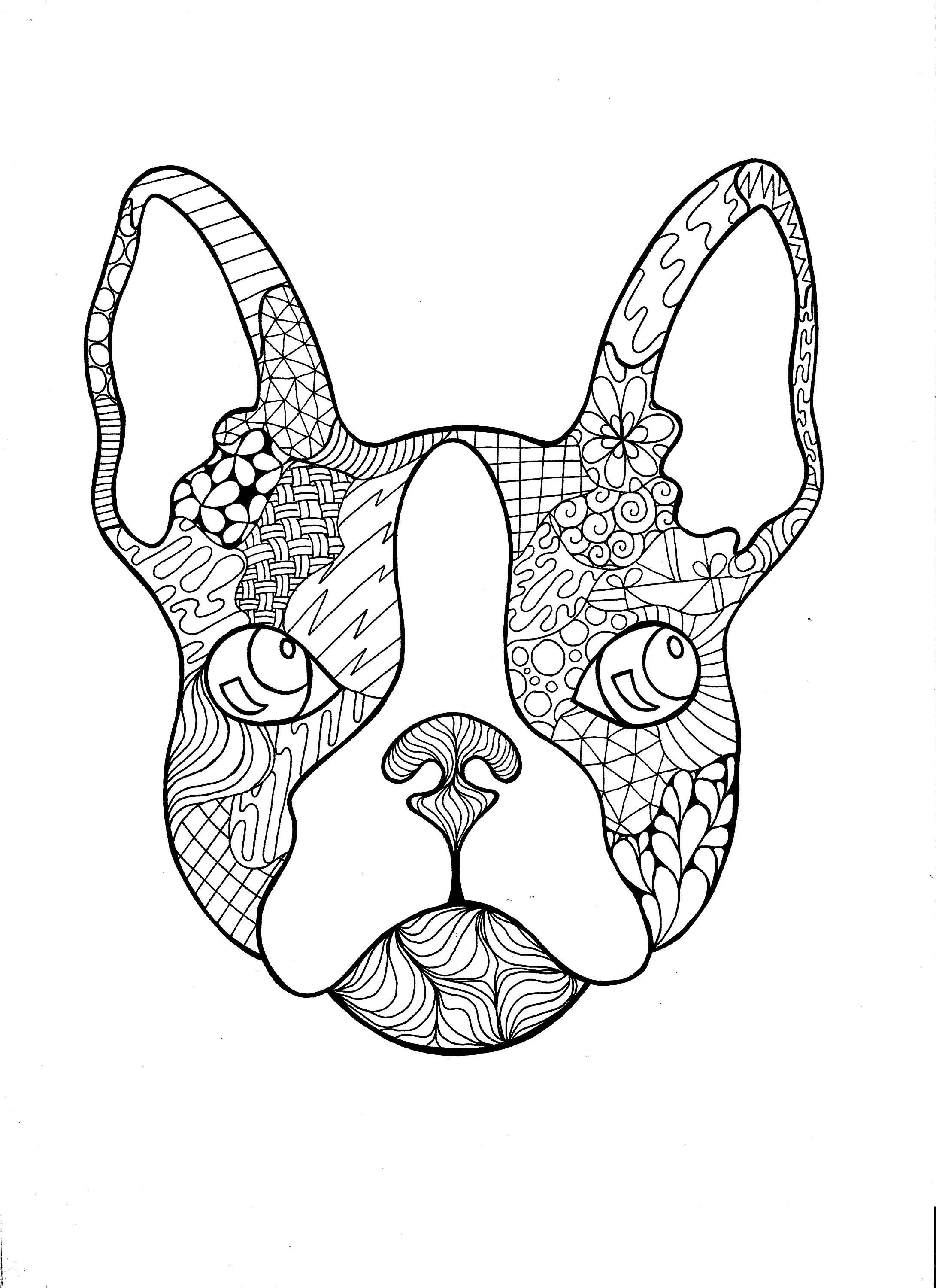 French bulldog zentangle pdf coloring page download now