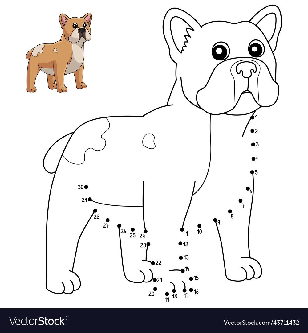 Dot to french bulldog coloring page for kids vector image