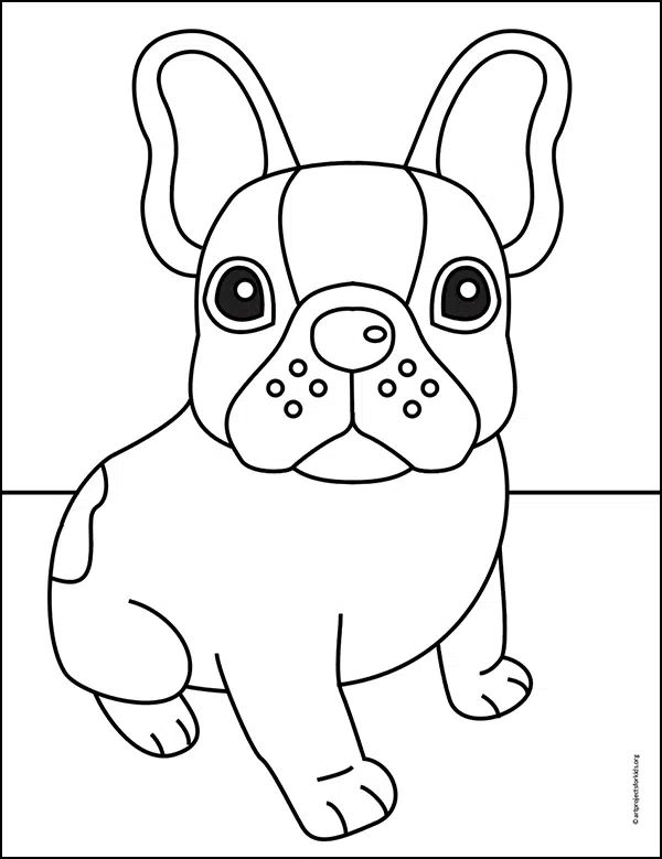 Easy how to draw a french bulldog tutorial and french bulldog coloring page french bulldog drawing bulldog drawing puppy coloring pages