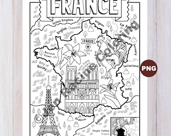 France coloring page geography of europe digital download coloring page