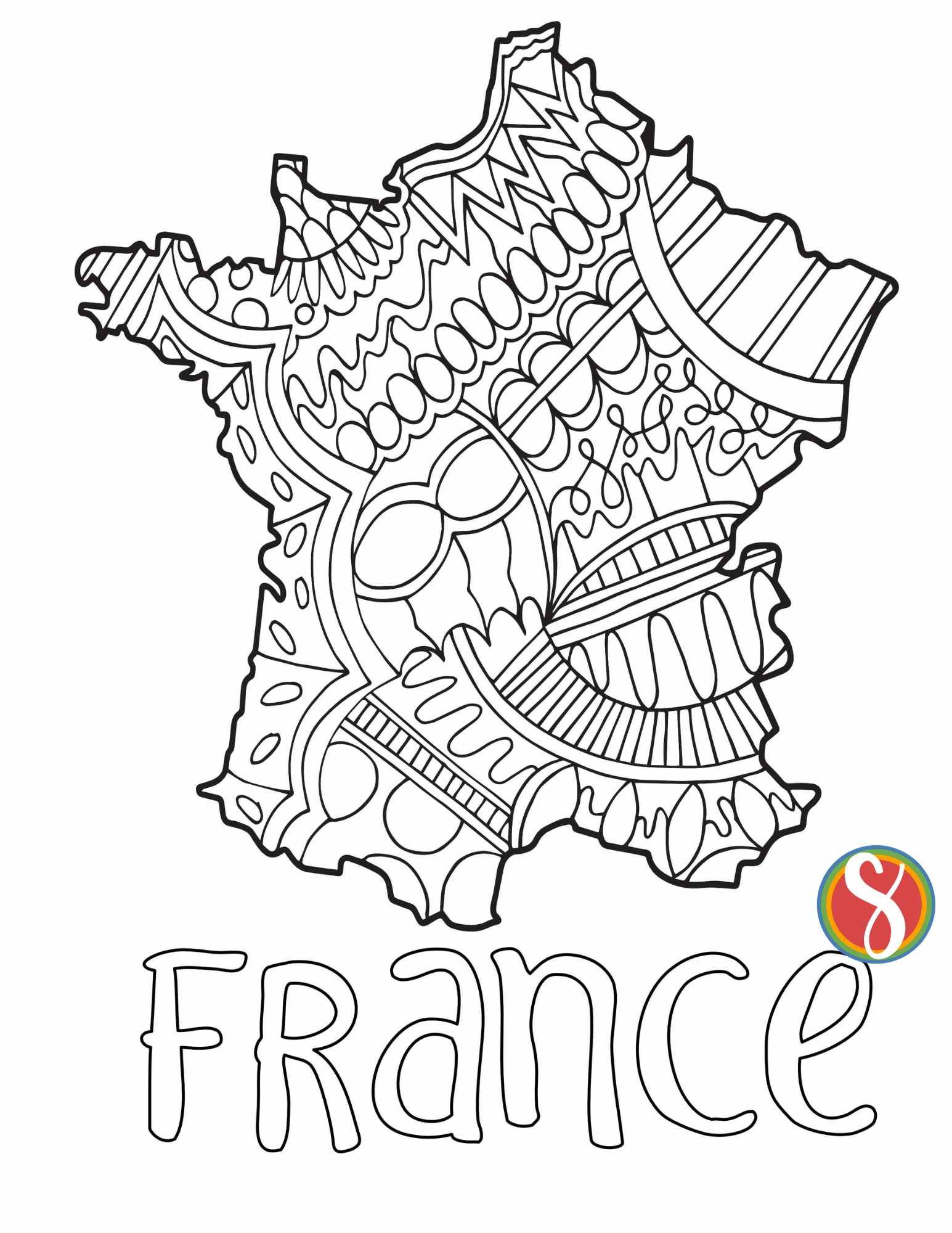 Free france coloring pages â stevie doodles