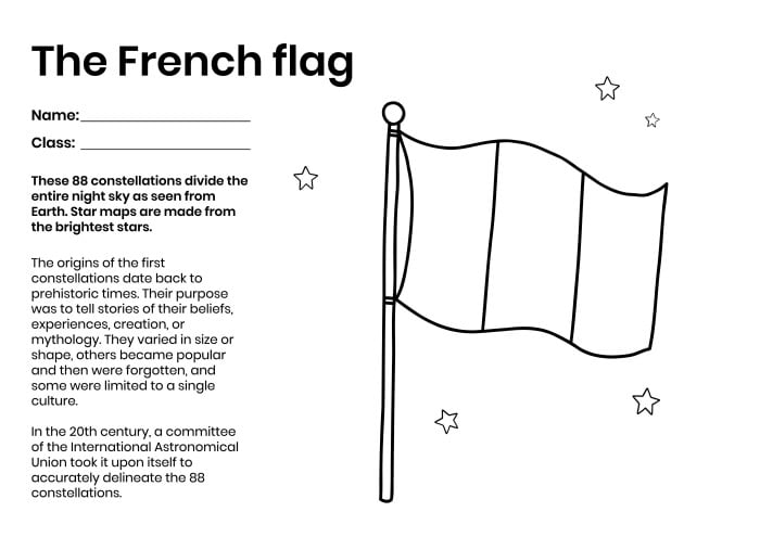 Free simple french flag worksheet template to download