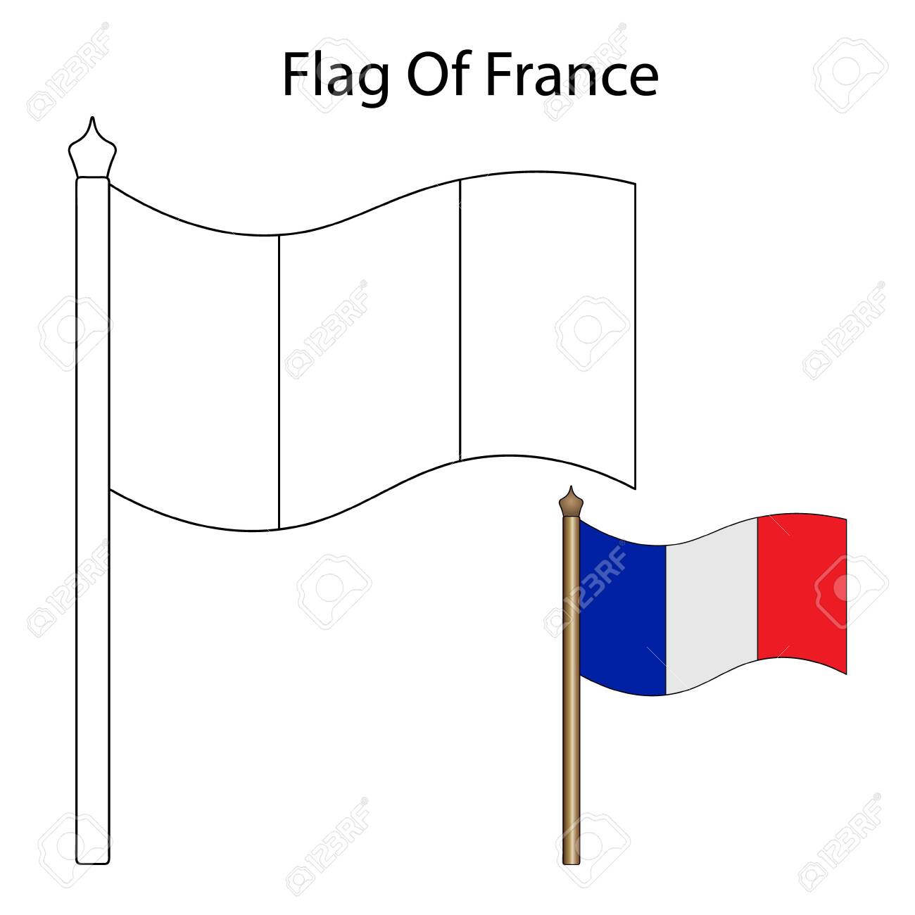 Vector illustration of the national flag of france coloring pages for children and adults isolated background idea for educational literature illustration for web design sticker symbol of the state royalty free svg