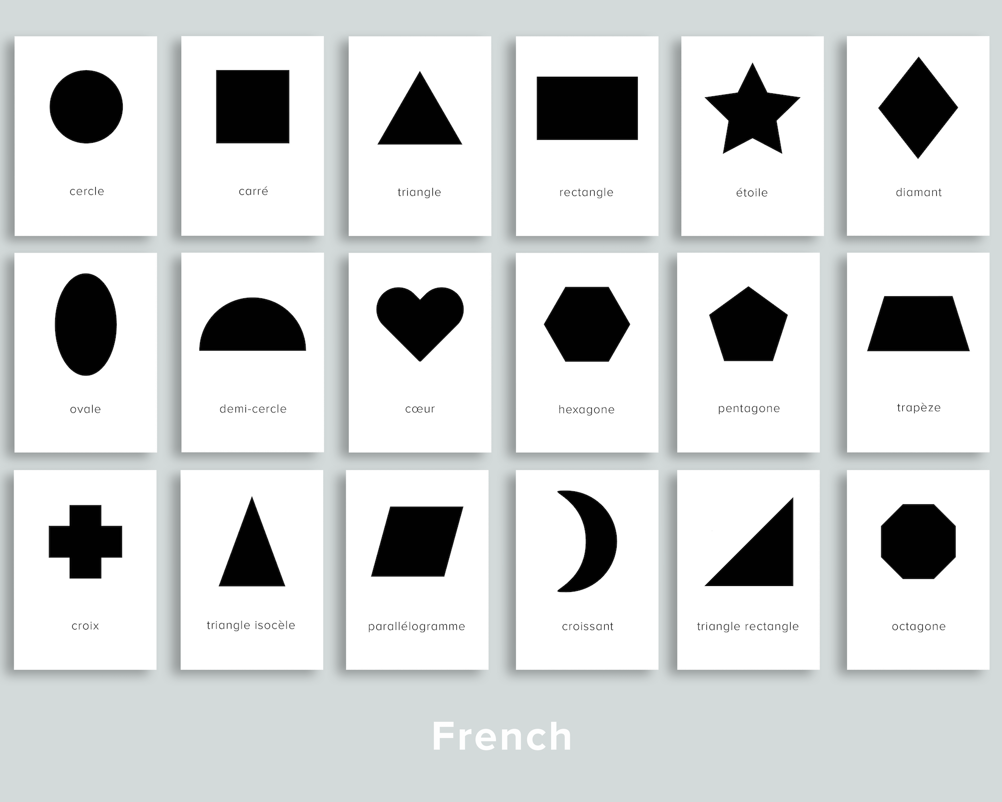 Shapes flashcards french â mornings together