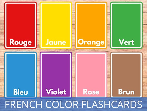 French colors printable flashcards basic french vocabulary france classroom resource word cards learning french homeschool kids
