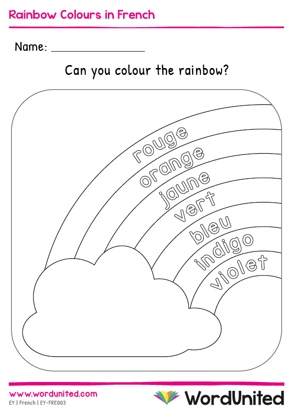 French rainbow colouring sheet