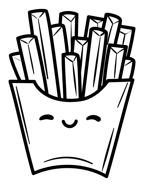 Printable kawaii french fries coloring page