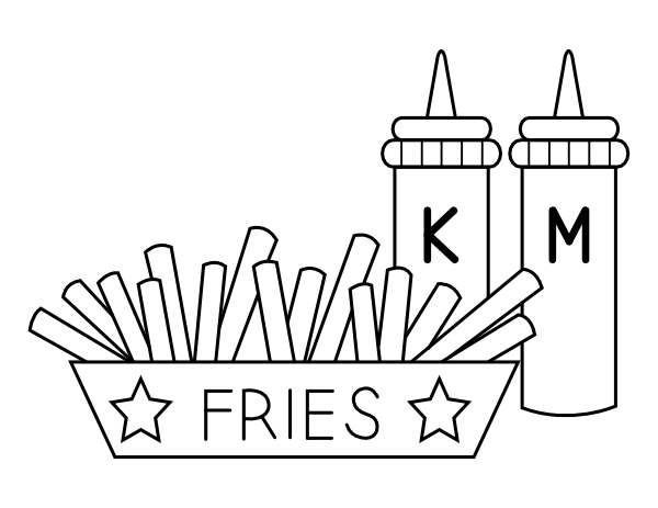 Printable french fries coloring page