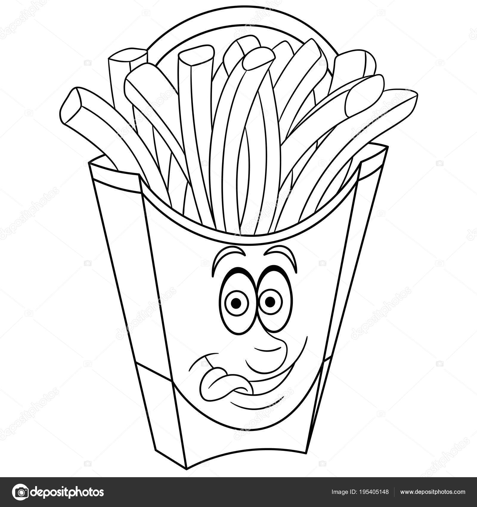 Coloring book coloring page colouring picture french fries stock vector by sybirko