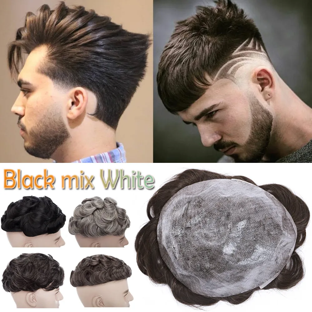 A remy french lace man male hair wig toupee hair replacement hairpiece cover us