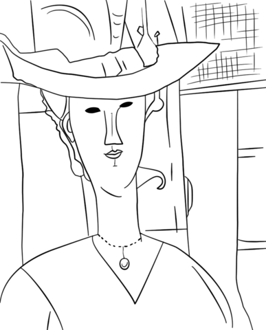 Madame pompadour by amedeo modigliani coloring page free printable coloring pages