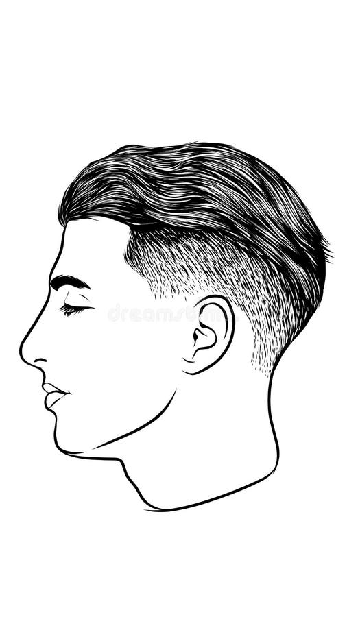 Pompadour hairstyle line art stock illustration