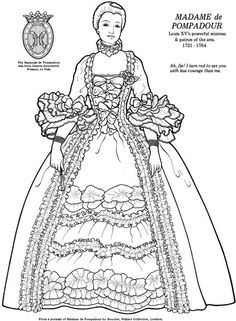 Madame de pompadour coloring page paper dolls fashion coloring book vintage paper dolls