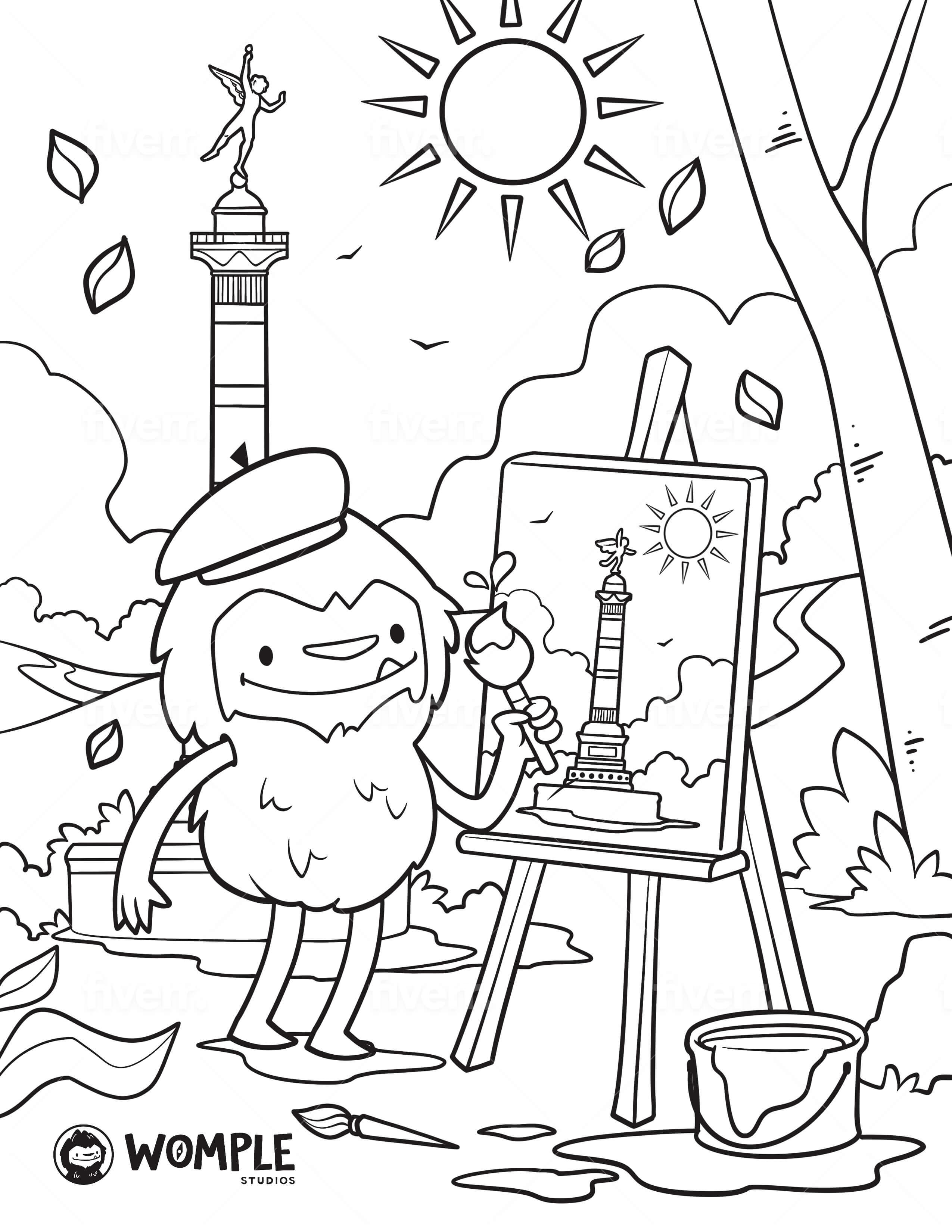 Womple studios bastille day coloring page