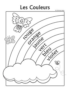 Les couleurs french colors rainbow coloring page by miss mindy tpt