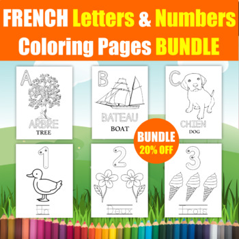 French letters numbers coloring pages bundle in french for k prek kids