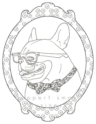 French bulldog coloring book page