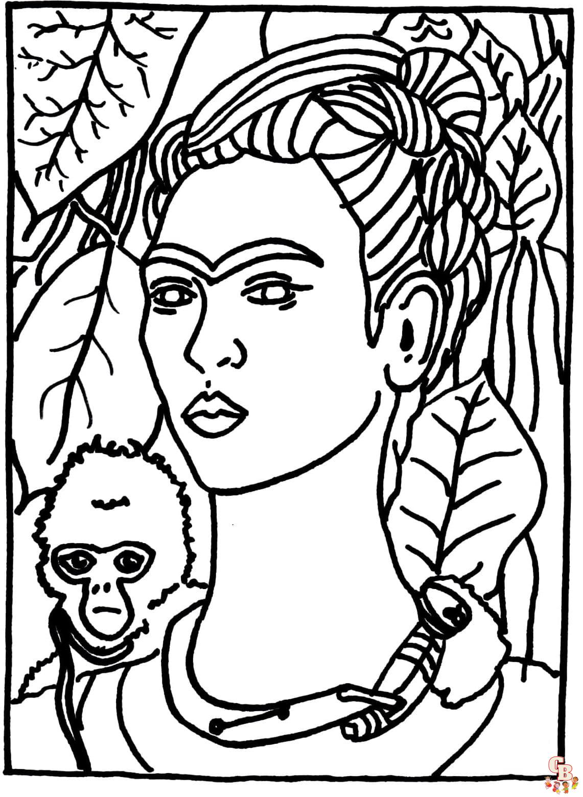 Printable frida kahlo coloring pages free for kids and adults