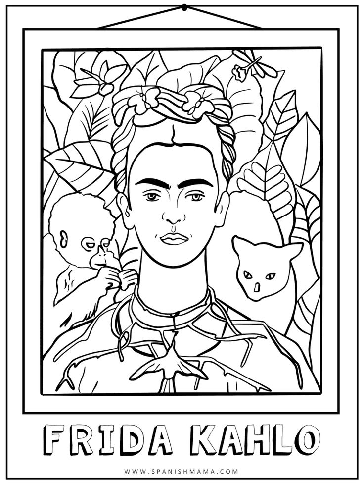 Frida kahlo art for kids with coloring pages lessons and projects frida kahlo art famous art coloring art for kids