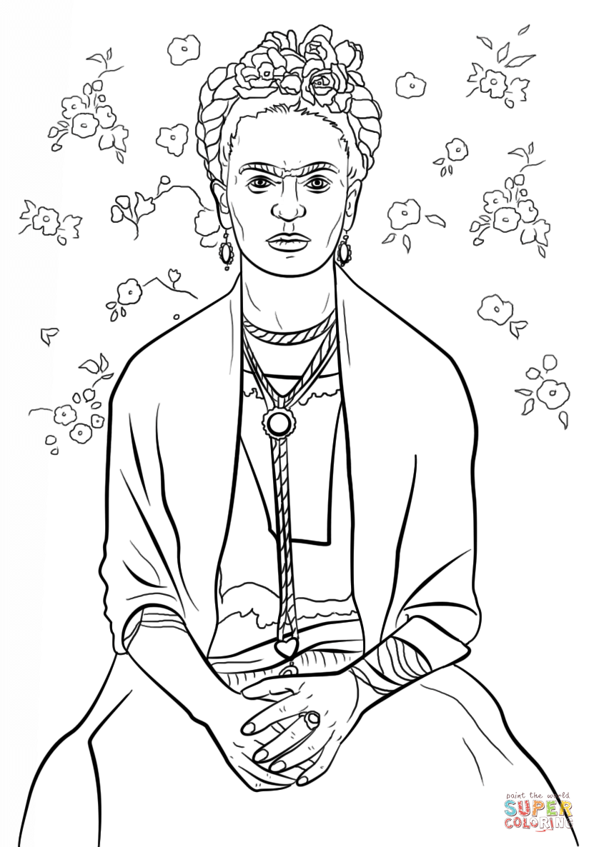 Frida kahlo coloring page free printable coloring pages