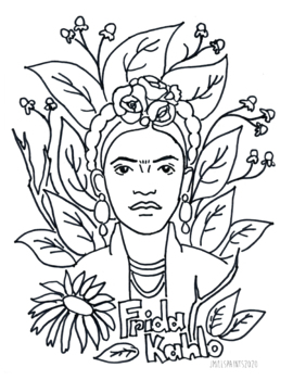 Frida kahlo coloring tpt