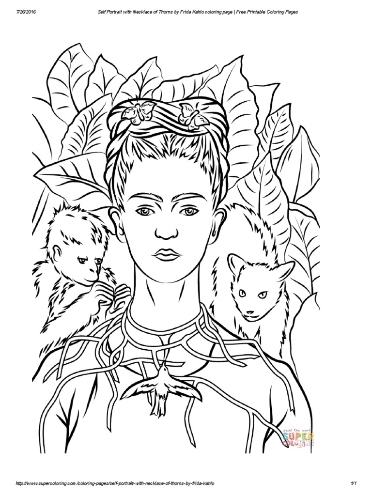 Frida kahlos enduring symbolism a coloring page depicting the artists famed self