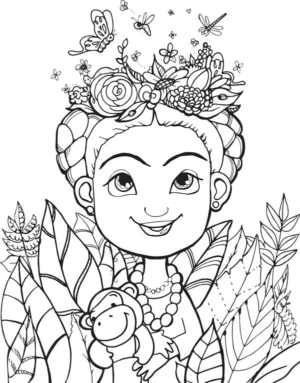 Frida kahlo at age eight coloring pages outline drawings frida kahlo