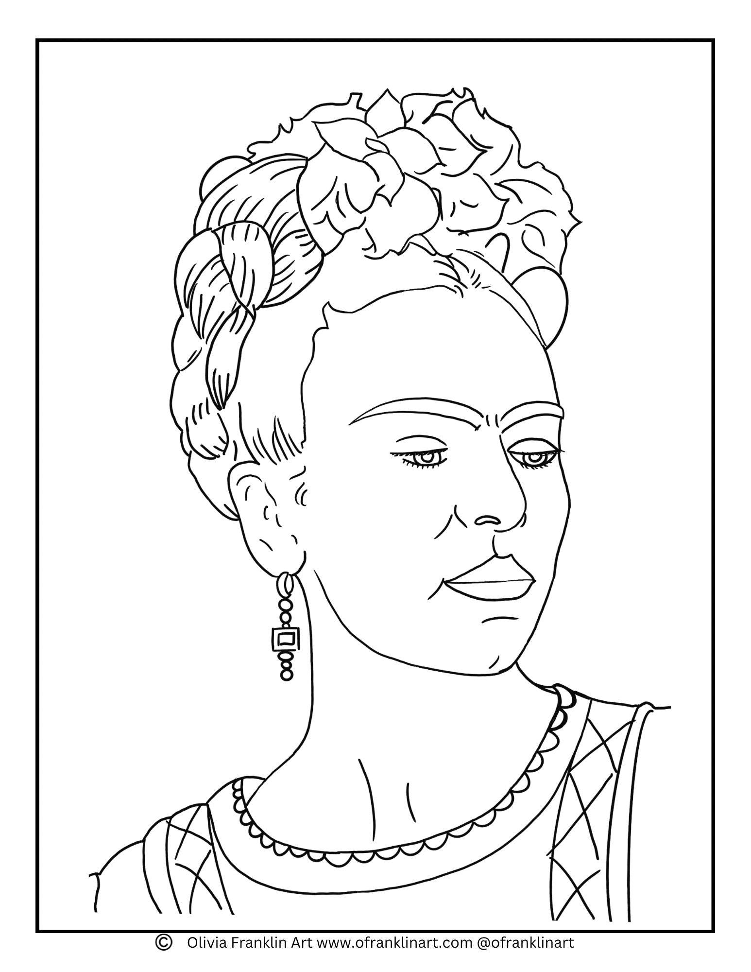 Color the iconic frida kahlo