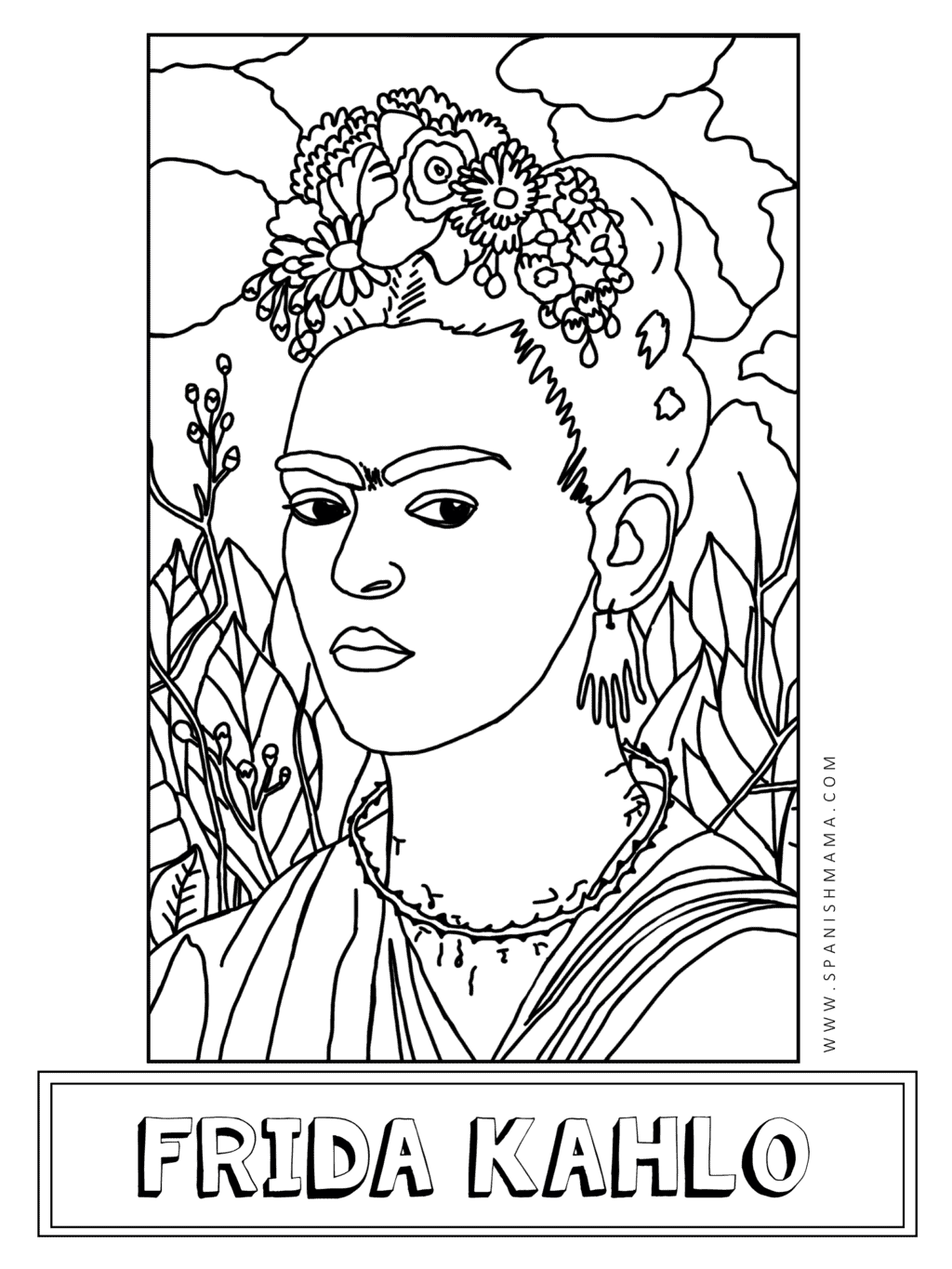 Beautiful frida kahlo coloring pages free printables