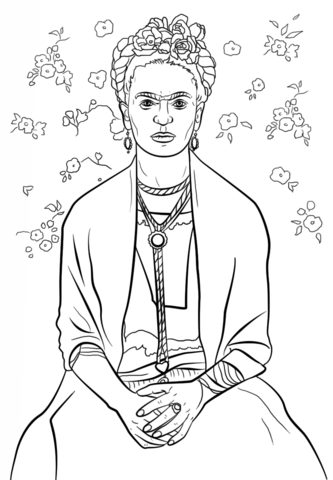 Frida kahlo coloring page free printable coloring pages