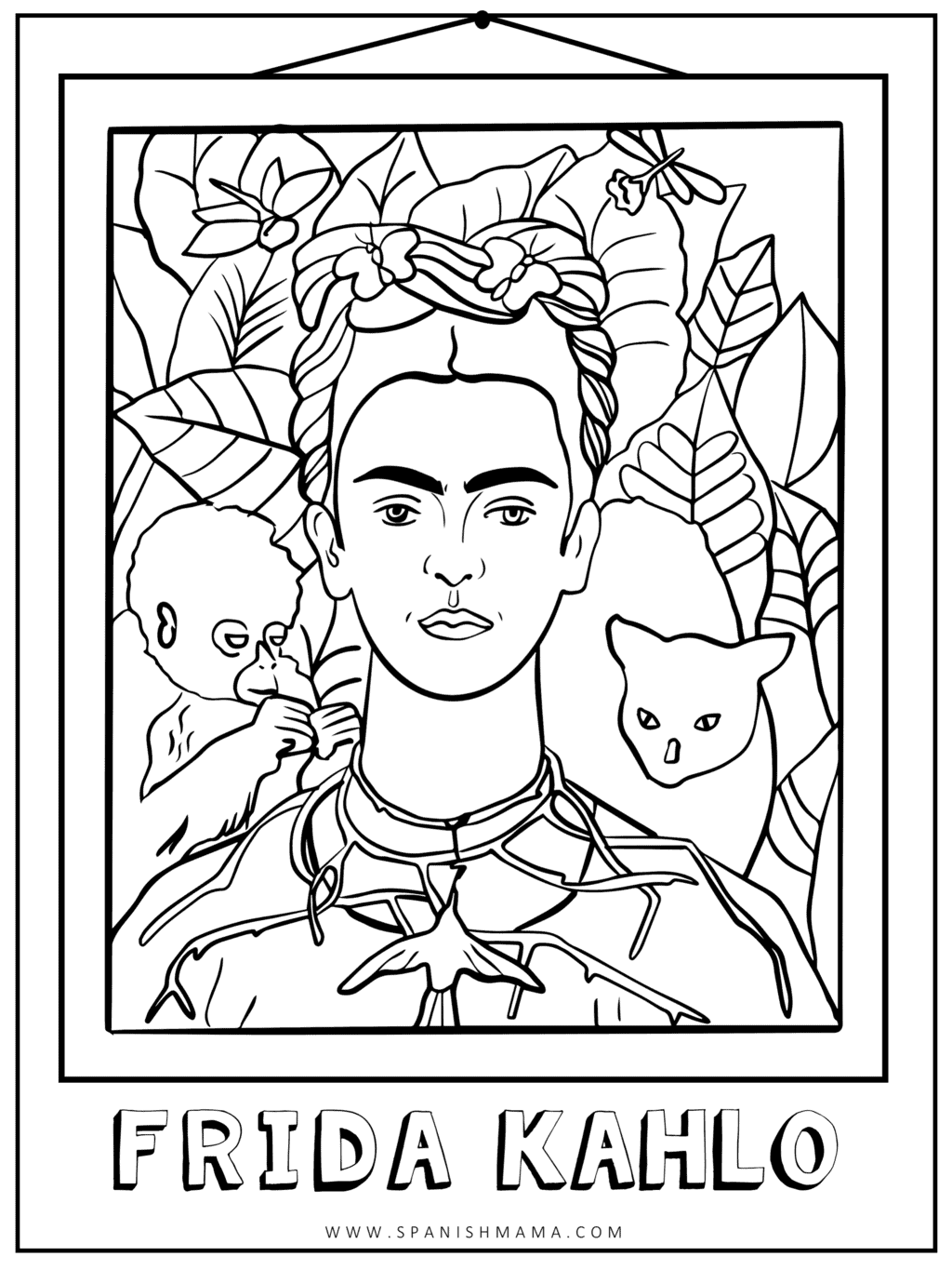 Beautiful frida kahlo coloring pages free printables