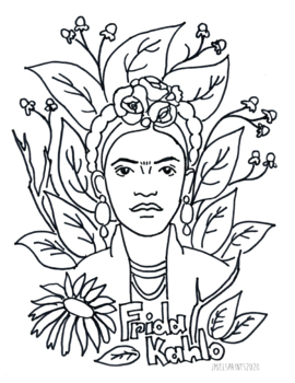 Frida kahlo coloring page by julia mills tpt